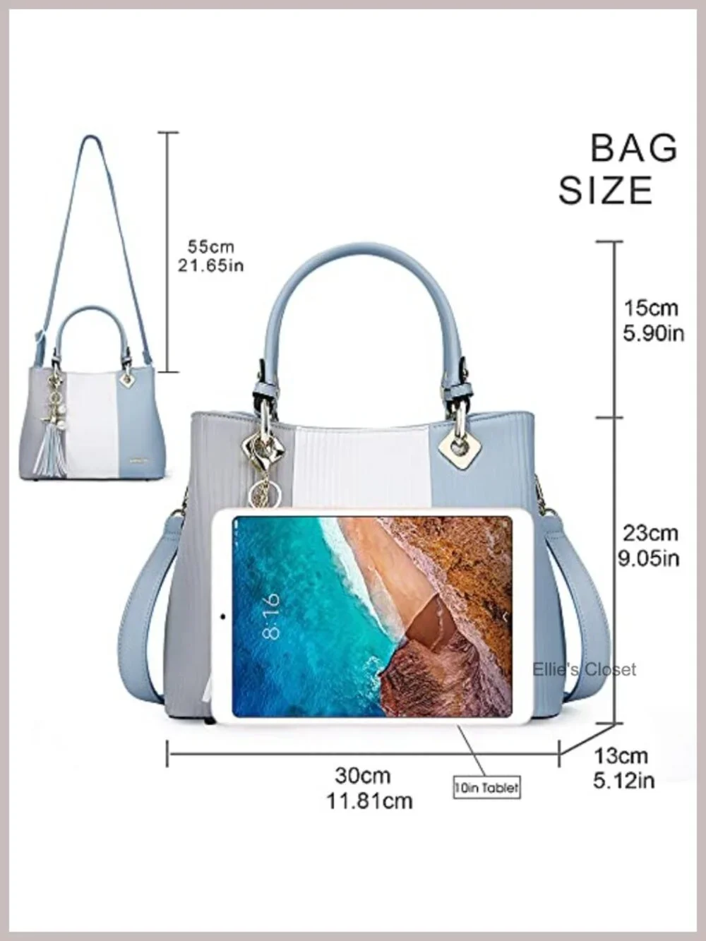 Women's Top-Handle Satchel Bag with Multiple Pockets PU Leather 3 Colors